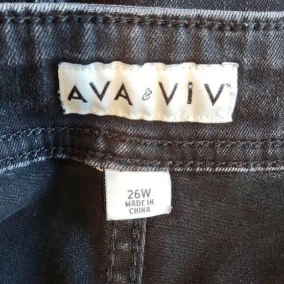 3X Jeans Capri 26W AVA & VIV Black 26” Inseam Elastic Waist Pull On C5256 - Picture 5 of 6